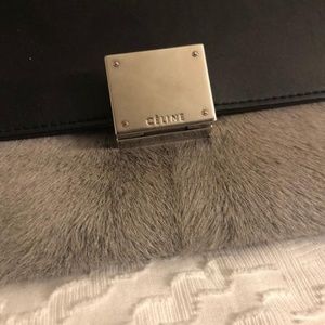 Trapeze Medium Black Grey Calf Hair Handbag